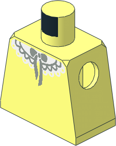 Minifig Torso with White Lace Collar and Light Grey Bowtie Pattern