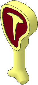 Minifig Steak on Bone with Dark Red Meat Pattern