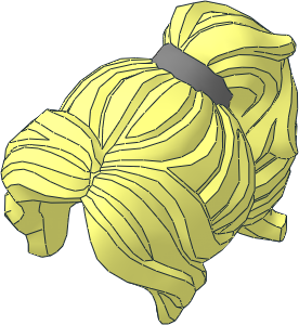 Minifig Hair Female Long Wavy with Ponytail with Silver Band Pattern