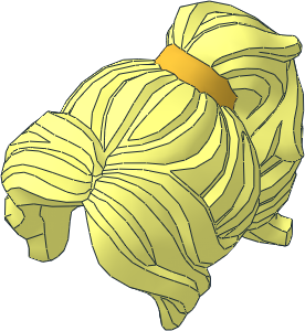 Minifig Hair Female Long Wavy with Ponytail with Gold Band Pattern