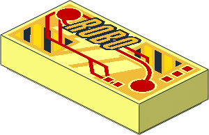 Tile  1 x  2 with Red and Gold Circuitry and Roboforce Logo Pattern