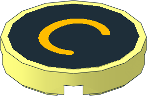Tile  2 x  2 Round with Bright Light Orange "C" on Black Background Sticker