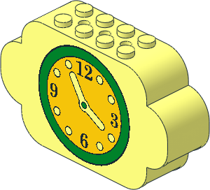 Brick  2 x  8 x  4 with Curved Ends with Green and Yellow Clock Pattern