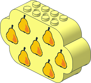 Brick  2 x  8 x  4 with Curved Ends with 7 Yellow Pears Pattern