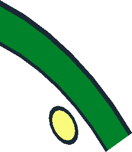 ~Brick  2 x  8 x  4 with Curved Ends with Green and Yellow Clock Pattern - 1/8 Section