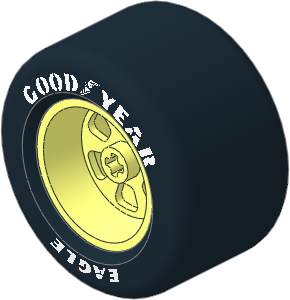 Wheel 30 x 50 with Rubber Black Integral Smooth Racing Tyre with White "GOODYEAR EAGLE" Pattern