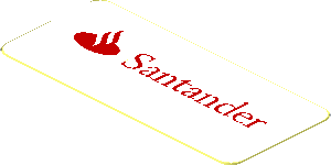 Sticker 0.8 x 1.8 with Red Santander Logo and Text on White Background Sticker 0.8 x 1.8 with Red Santander Logo and Text on White Background