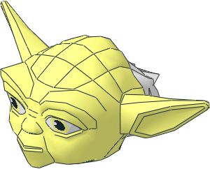 Minifig Head Yoda with Straight Ears with Eyes and White Hair Pattern