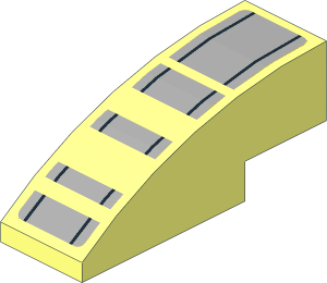 Slope Brick Curved  3 x  1 with Black Stripes on Light Bluish Grey Background Sticker