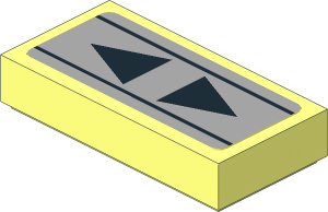 Tile  1 x  2 with Black Triangle and Stripes on Light Bluish Grey Background Sticker