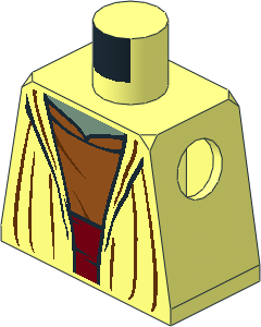 Minifig Torso with SW Open Robe with Dark Orange Undershirt, Dark Red Sash, and Sand Green Neck Pattern