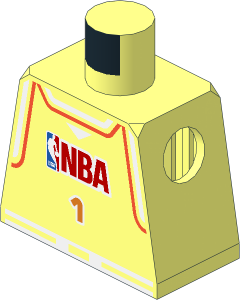 Minifig Torso with Arm Locking Notches with NBA Team Violet # 1 Pattern