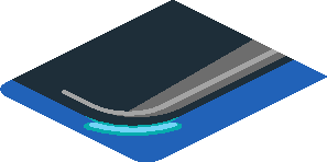 ~Sticker  0.8 x  4.0 with Black Window and Grey Frame on Blue Background Right - Fourth Face