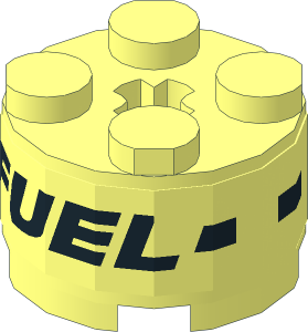 Brick  2 x  2 Round Reinforced with Black "FUEL" and Black Dotted Line on Transparent Background Sticker