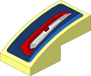 Slope Brick Curved  2 x  1 with Taillamp on Blue Background Right Sticker