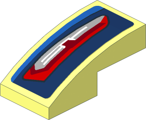 Slope Brick Curved  2 x  1 with Taillamp on Blue Background Left Sticker