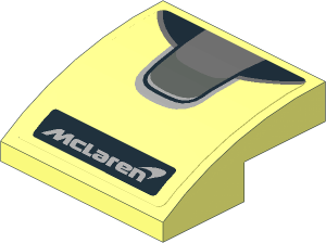 Slope Brick Curved  2 x  2 x  0.667 with Black McLaren Logo and Black Triangles and Grey Trapezoid Background Sticker