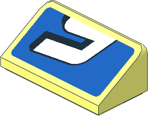 Slope Brick 31  1 x  2 x  0.667 with White "5" on Blue Background Sticker