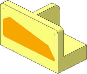 Panel  1 x  2 x  1 with Thin Central Divider and Rounded Corners with Orange Trapezoid on Transparent Background Left Sticker