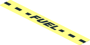 Sticker  0.8 x  5.9 with Black "FUEL" and Black Dotted Line on Transparent Background