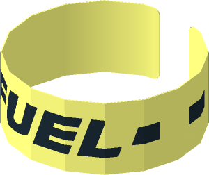 Sticker  0.8 x  5.9 with Black "FUEL" and Black Dotted Line on Transparent Background (Formed)