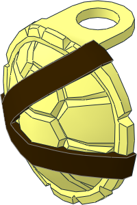 Minifig Ninja Turtle Shell with Dark Brown Horizontal and Diagonal Belts Pattern