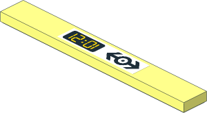 Tile  1 x  8 with Digital Clock and Black Train Logo on White Background Sticker