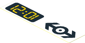 Sticker  0.8 x  3.3 with Digital Clock and Black Train Logo on White Background