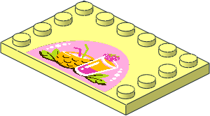 Plate  4 x  6 with 12 Studs on Three Edges with Fruit Drinks Sticker