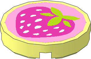 Tile  2 x  2 Round with Strawberry Sticker