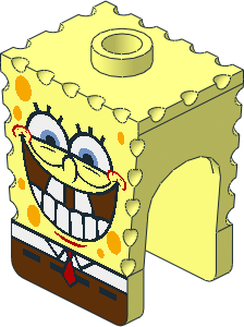 Minifig Head SpongeBob with Big Bottom Teeth Pattern