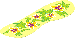 Sticker  5.5 x  1.8 Irregular with Five Yellow and Magenta Flowers and Leaves
