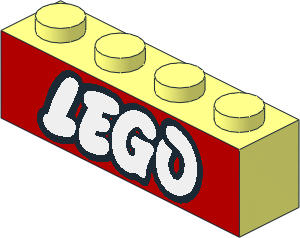 Brick  1 x  4 without Centre Studs with LEGO Logo Open "O" on Red Background Pattern
