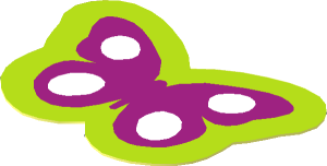 Sticker  1.1 x  1.6 with Magenta and White Butterfly