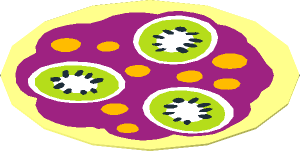 Sticker  1.8 x  1.8 with Yellow Spots and Three Kiwi Fruit Slices