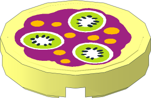 Tile  2 x  2 Round with Yellow Spots and Three Kiwi Fruit Slices Sticker