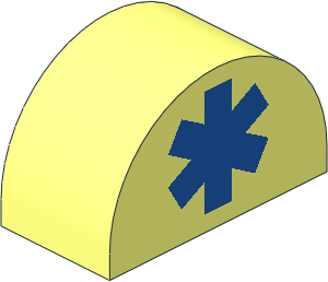 Duplo Brick  2 x  4 x  2 with Curved Top and Blue EMT Star of Life Pattern