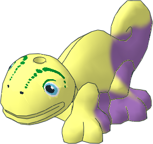 Animal Chameleon with Black, Medium Azure and White Eyes and Marbled Medium Lavender Pattern