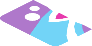 ~Sticker  0.8 x  3.0 with Dark Pink, White and Medium Azure Shooting Star, Z-Shape - Fifth Face