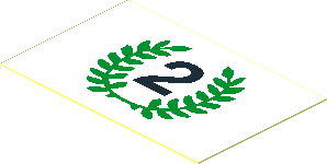 Sticker  1.1 x  1.7 with Black Number "2" and Green Laurels