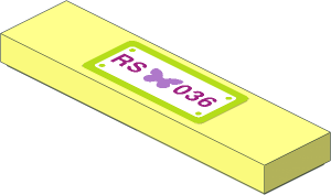 Tile  1 x  4 with Butterfly and "RS 036" License Plate Sticker