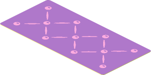 Sticker  1.8 x  3.8 with Medium Lavender Mattress with Bright Pink Buttons