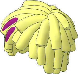 Minifig Hair Short Layered Mop Top with Magenta Streaks Pattern