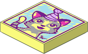 Tile  2 x  2 with Groove with Kitten Wearing Party Hat Drawing Pattern