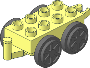 Duplo Train Base  4 x  2 with 2 Axles with Dark Bluish Grey 28mm Wheels