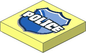 Tile  2 x  2 with White "POLICE" on Blue Badge Pattern