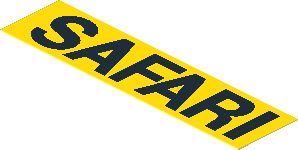 Sticker  0.8 x  3.0 with Black "SAFARI" Sign on Yellow Background
