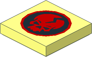 Tile  2 x  2 with Cracked Red Skull on Black Disc Pattern