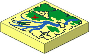 Tile  2 x  2 with Map, Temple, River and Red X Pattern
