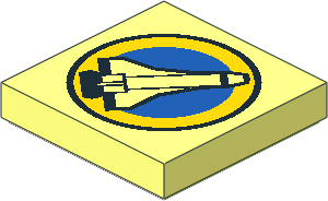 Tile  2 x  2 with Space Port Logo, Shuttle and Yellow Circle Pattern